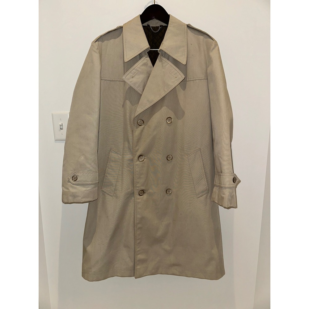 VTG Dunn‎ & Co Overcoat Mens X Large Khaki Plaid Quilted Tartan Raincoat British